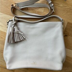 Kate Spade Cream Shoulder Bag with Tassel Detail